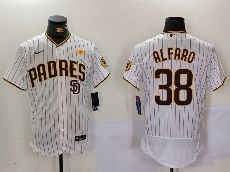 Men San Diego Padres #38 Alfaro White stripe Elite 2024 Nike MLB Jersey style 9025->san diego padres->MLB Jersey